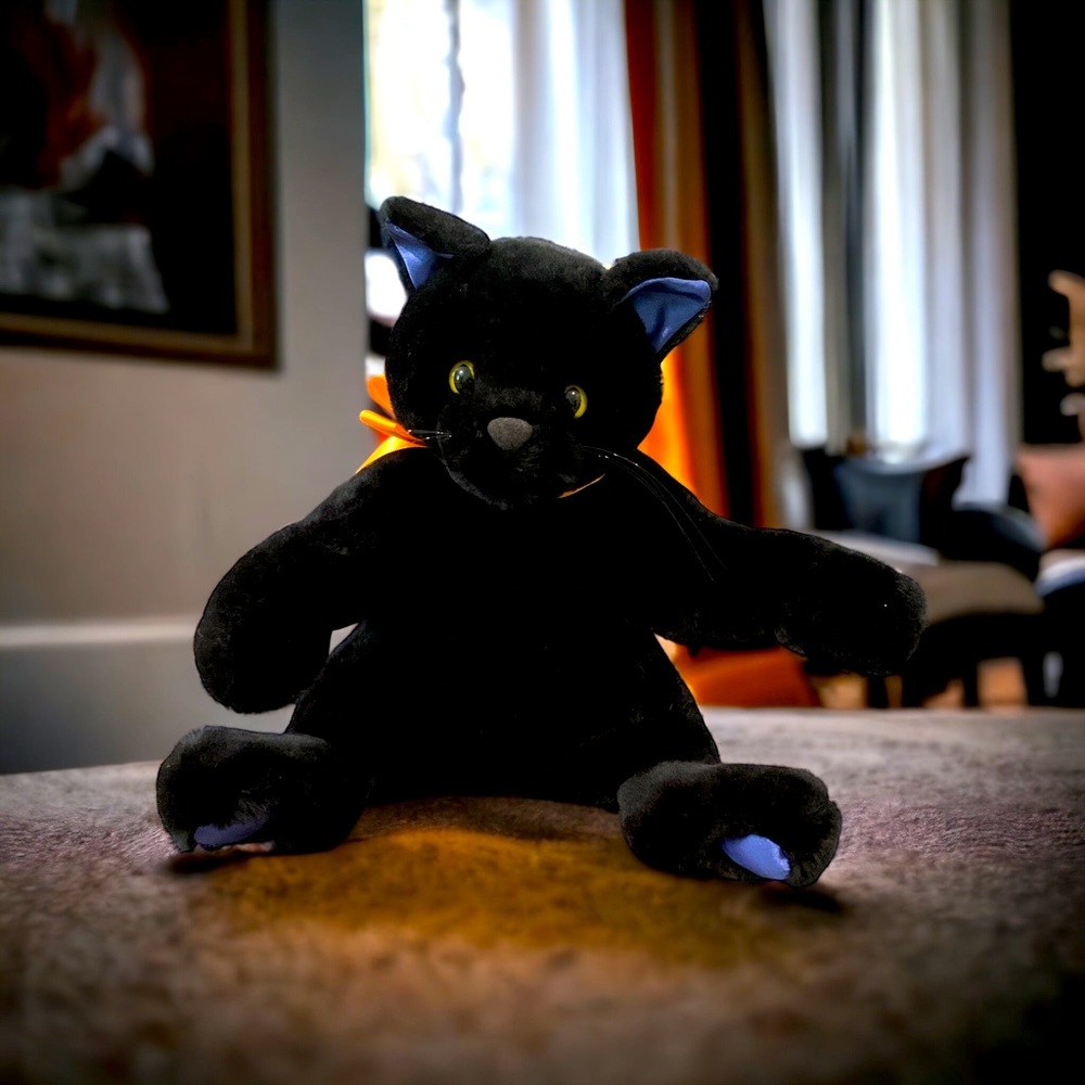 Hallmark Midnight The Black Cat Plush 10" Halloween Stuffed Animal Kitty